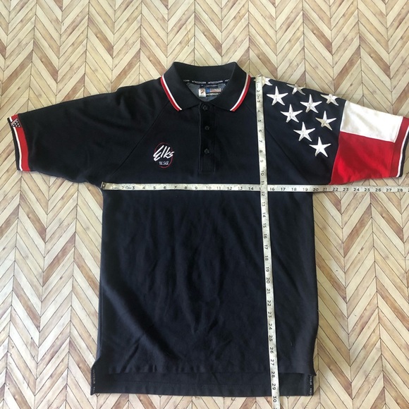 Elks Club USA Mens American Flag Polo Size Medium. In God We Trust. - Picture 6 of 8